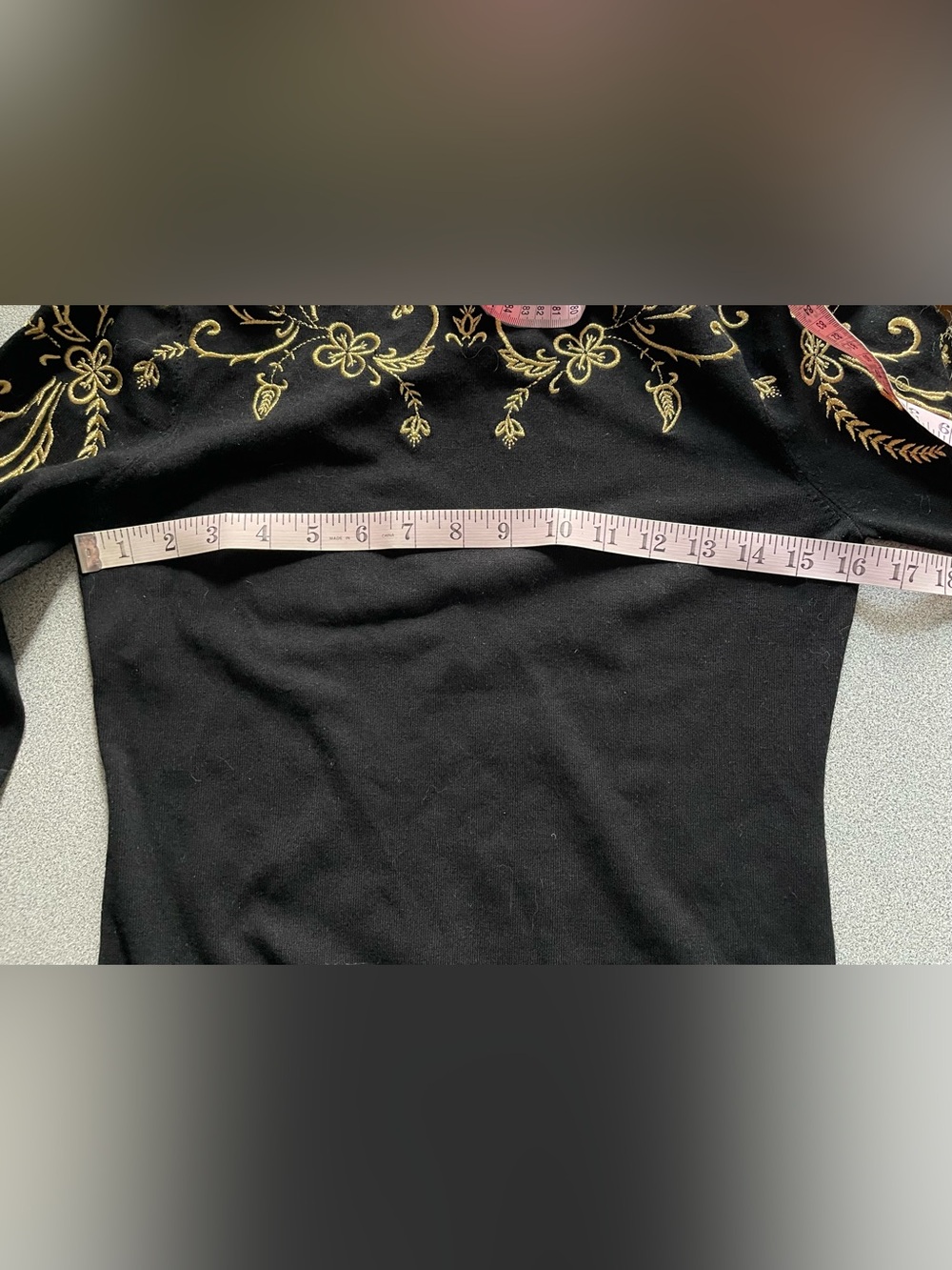 Karen Millen Black Sweater with Gold Embroidered Foliage Size Medium - Picture 8 of 10